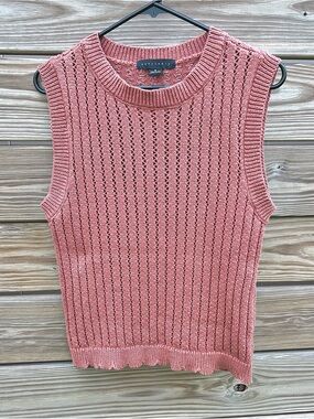 Sanctuary 100% Cotton Sleeveless Sweater Rust/Rose Scalloped Hem Women’s SZ M